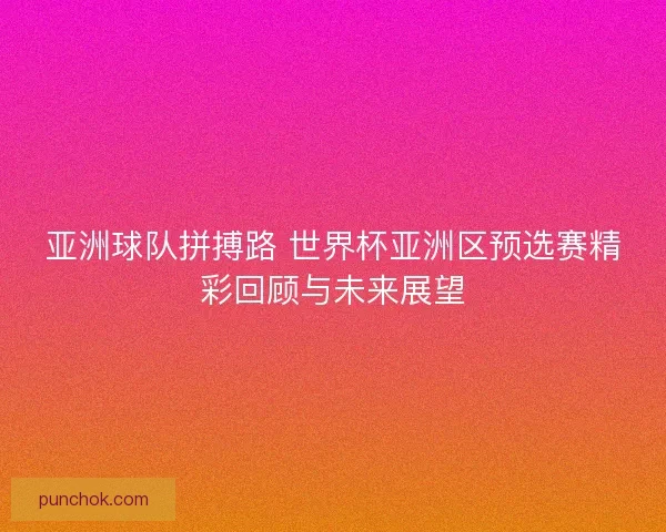 亚洲球队拼搏路 世界杯亚洲区预选赛精彩回顾与未来展望