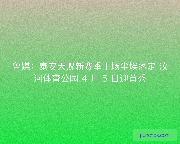 鲁媒：泰安天贶新赛季主场尘埃落定 汶河体育公园 4 月 5 日迎首秀