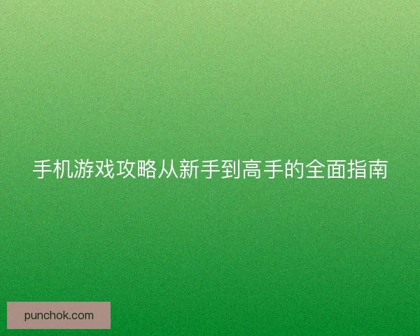 手机游戏攻略从新手到高手的全面指南