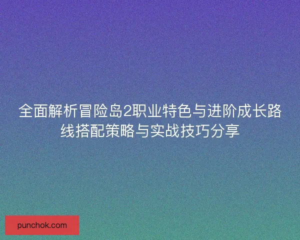 全面解析冒险岛2职业特色与进阶成长路线搭配策略与实战技巧分享