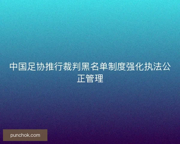 中国足协推行裁判黑名单制度强化执法公正管理
