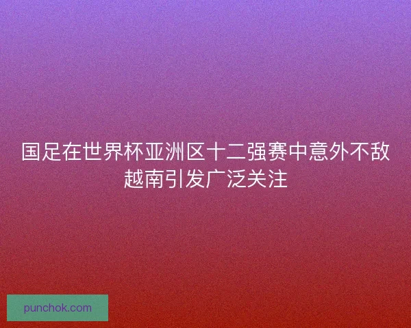 国足在世界杯亚洲区十二强赛中意外不敌越南引发广泛关注